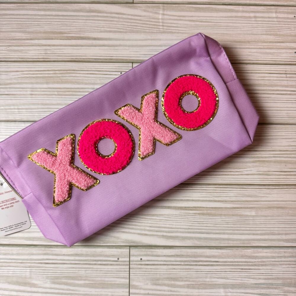 Hello Spring XOXO Zipper Pink and Purple  Makeup beauty Accessory Pouch
